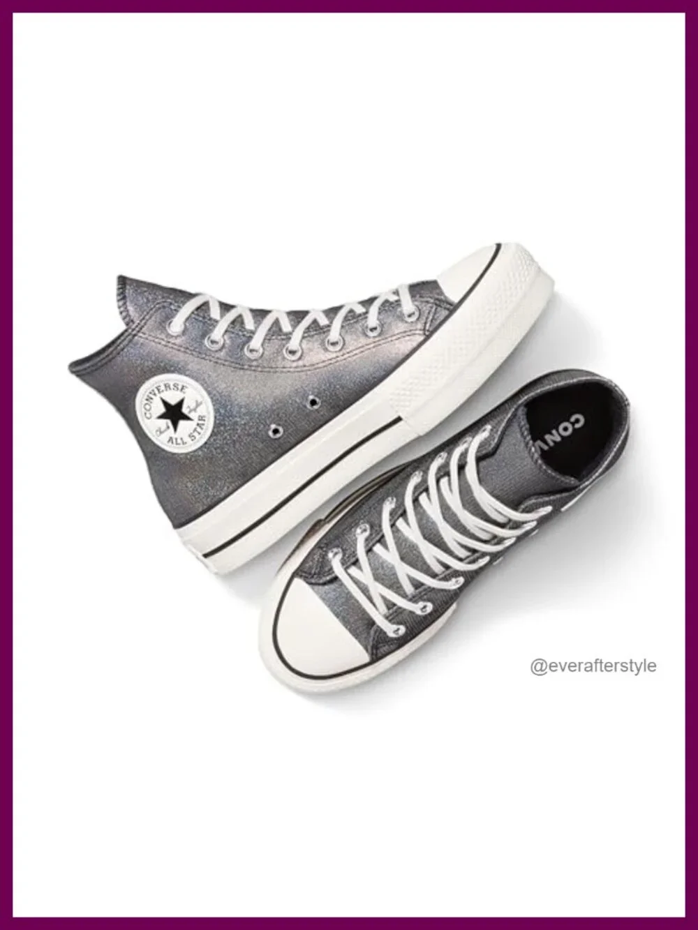 Women's High Top Sneakers with Platform Sole - Sparkle Finish